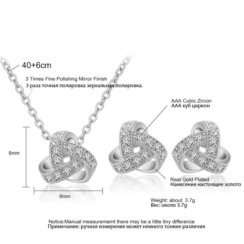 Fine Simple Nice Jewelry Zircone chain necklace and earring Sets