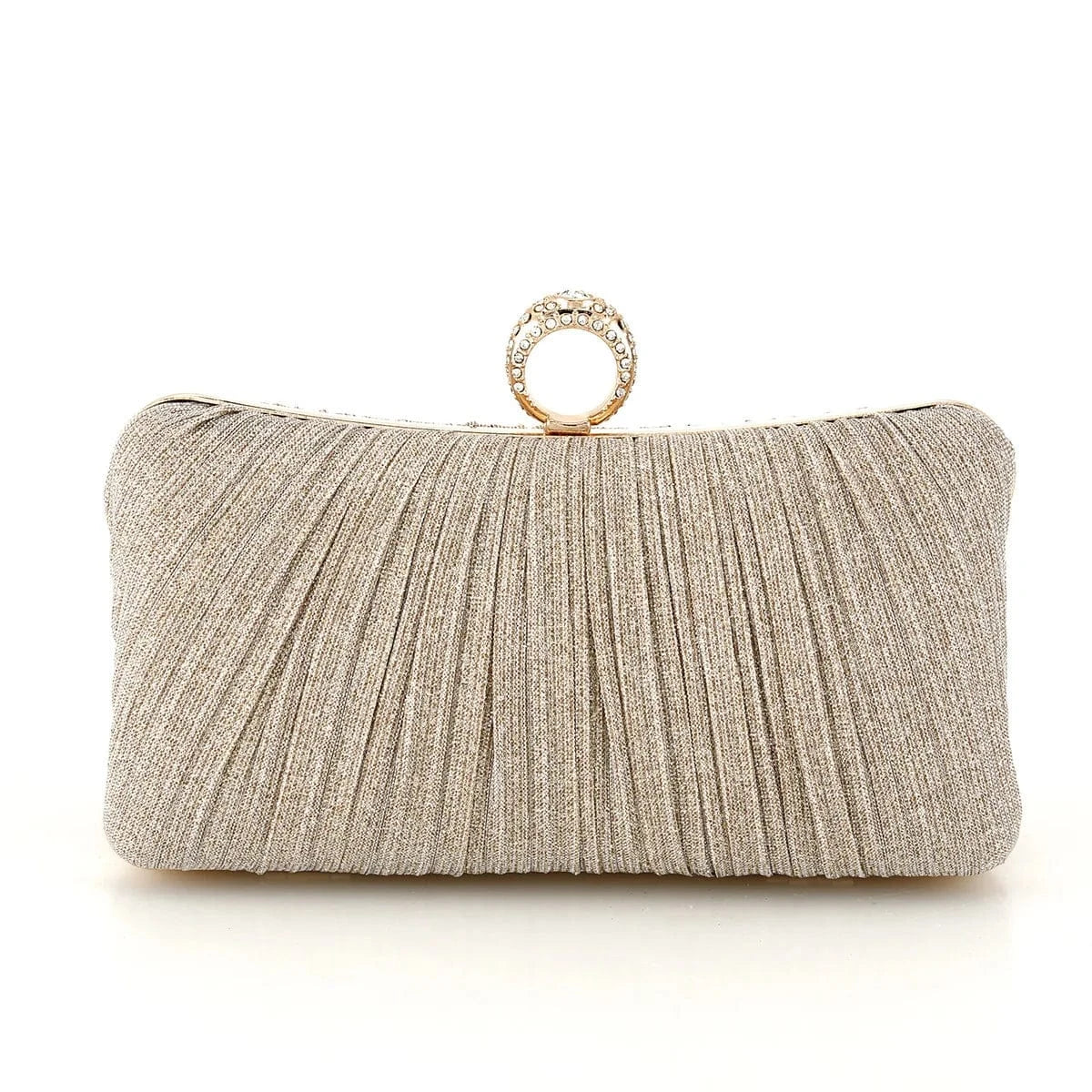 Finger Ring Women Evening Bags Diamonds Metal Luxury Prom Clutch Bags Ruched Casual Party Wedding Chain Handbags