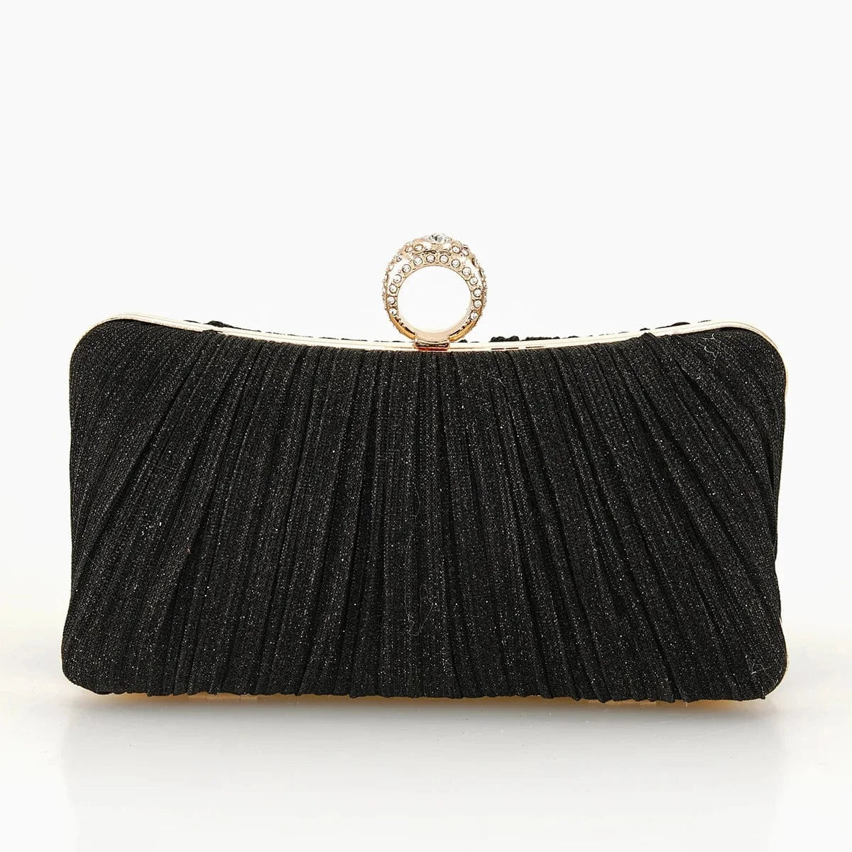 Finger Ring Women Evening Bags Diamonds Metal Luxury Prom Clutch Bags Ruched Casual Party Wedding Chain Handbags