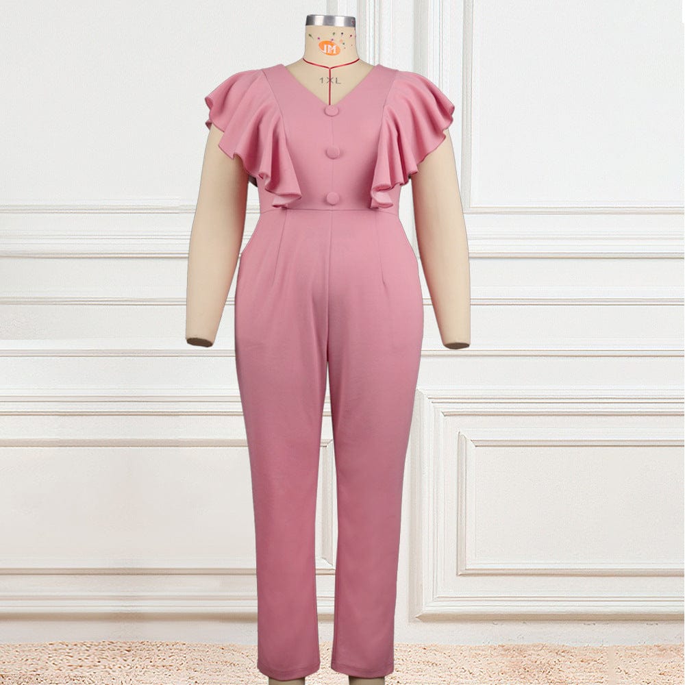 Flounce sexy halter high waist plus size dress boutique clothing slim wide leg pants women's jumpsuit