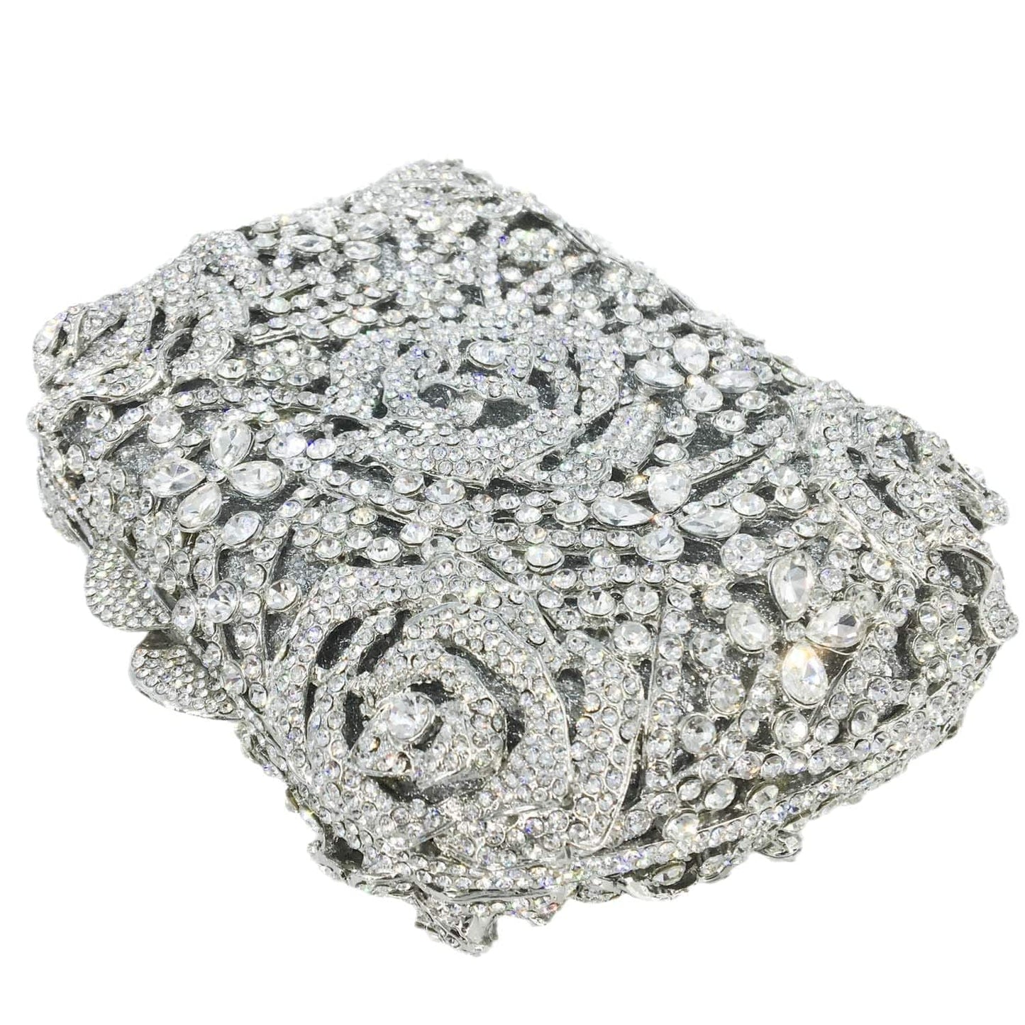 Flower Clutch Women Evening Bags Wedding Bridal Rose Handbags Party Dinner Rhinestone Handbag Purse