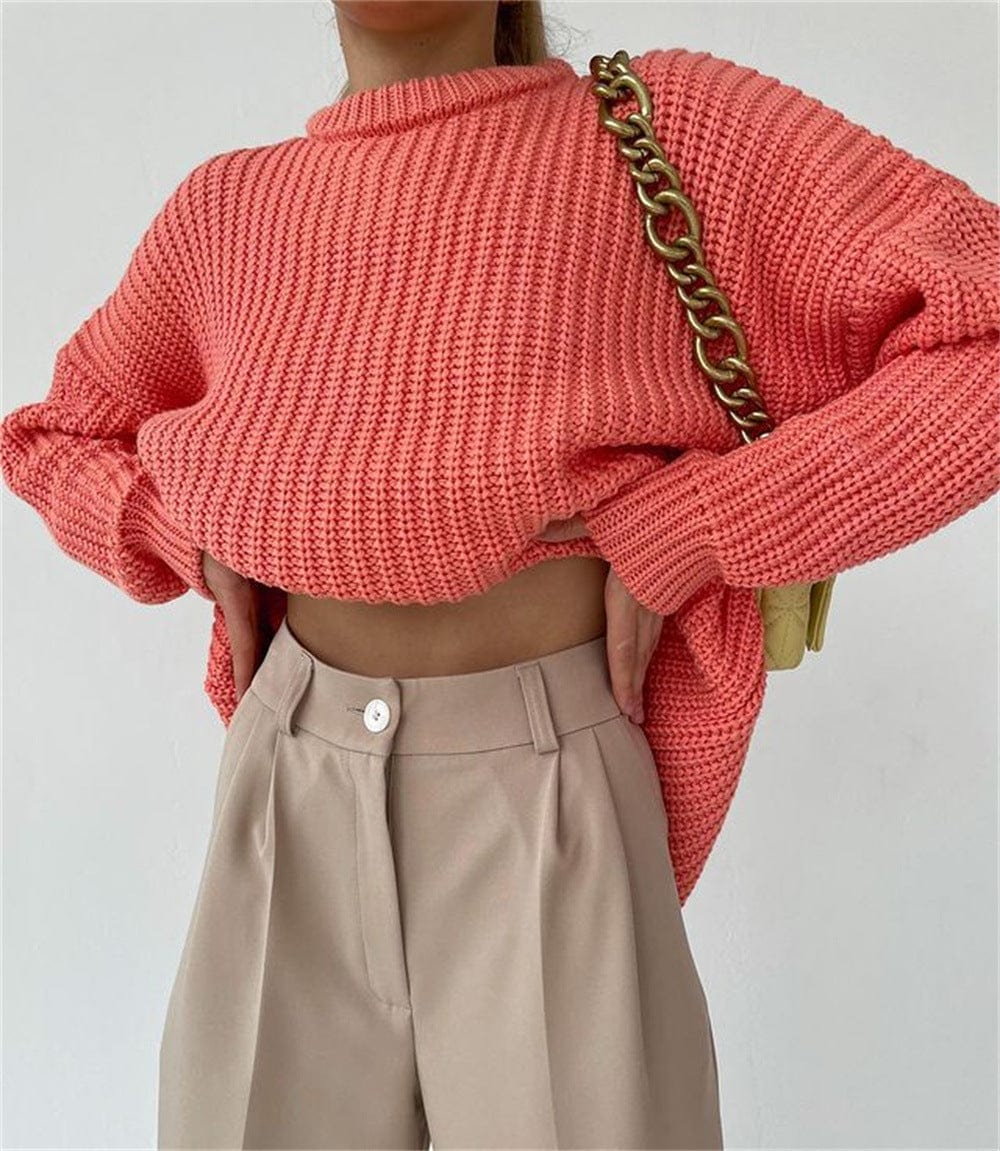 Foma High quality hot selling round neck pullover sexy casual solid color fashion sweaters for women