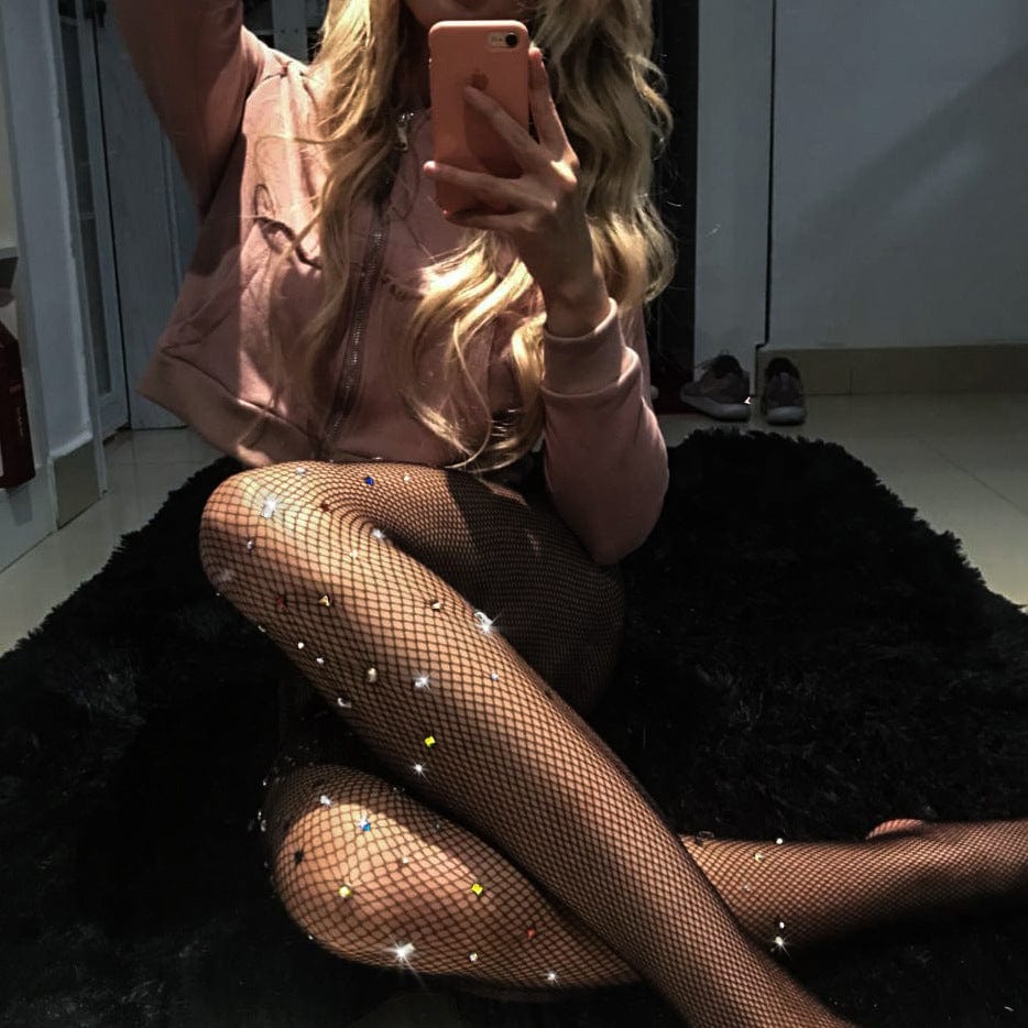 Free / black New Design Lingerie Women Girls Diamond Fishnet Stockings Pantyhose Tights Rhinestones Fishnet Black Pant Stockings Sexy Lady