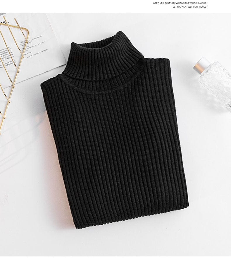 Free / black New Spring Autumn Knit Long sleeve Turtleneck Pullover Solid Color High Neck Jumper Bottoming Shirt Knitted Sweaters T15501Y