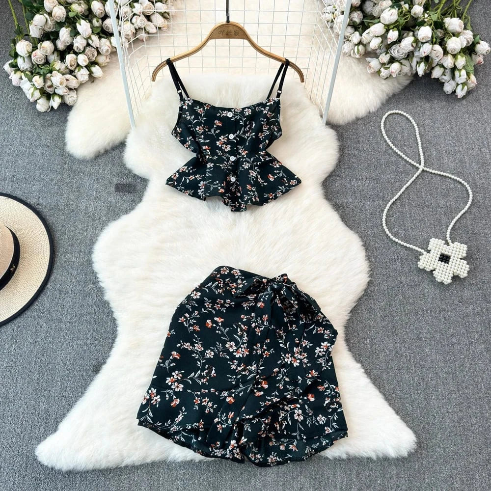 Free / Black Women's Sets Fashion Halter Tops High Waist Casual Pants 2 Piece Set Women Clothing Wholesale