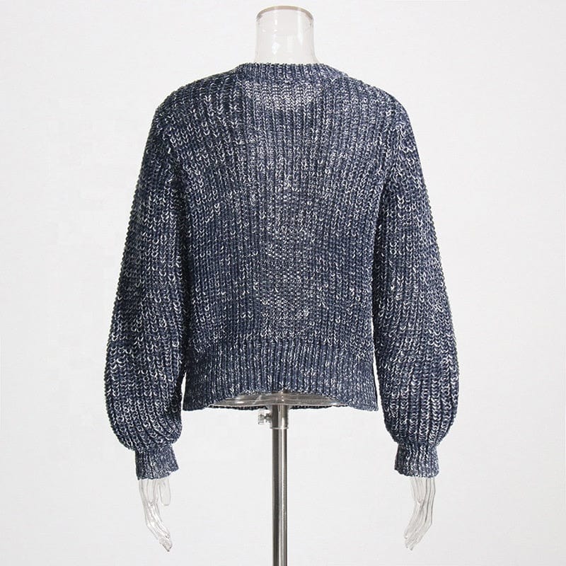 Free / Blue OUDINA 2022 Winter Unique Design Vintage Loose Chain Thick Ladies Sweater Pullover Sweaters For Women