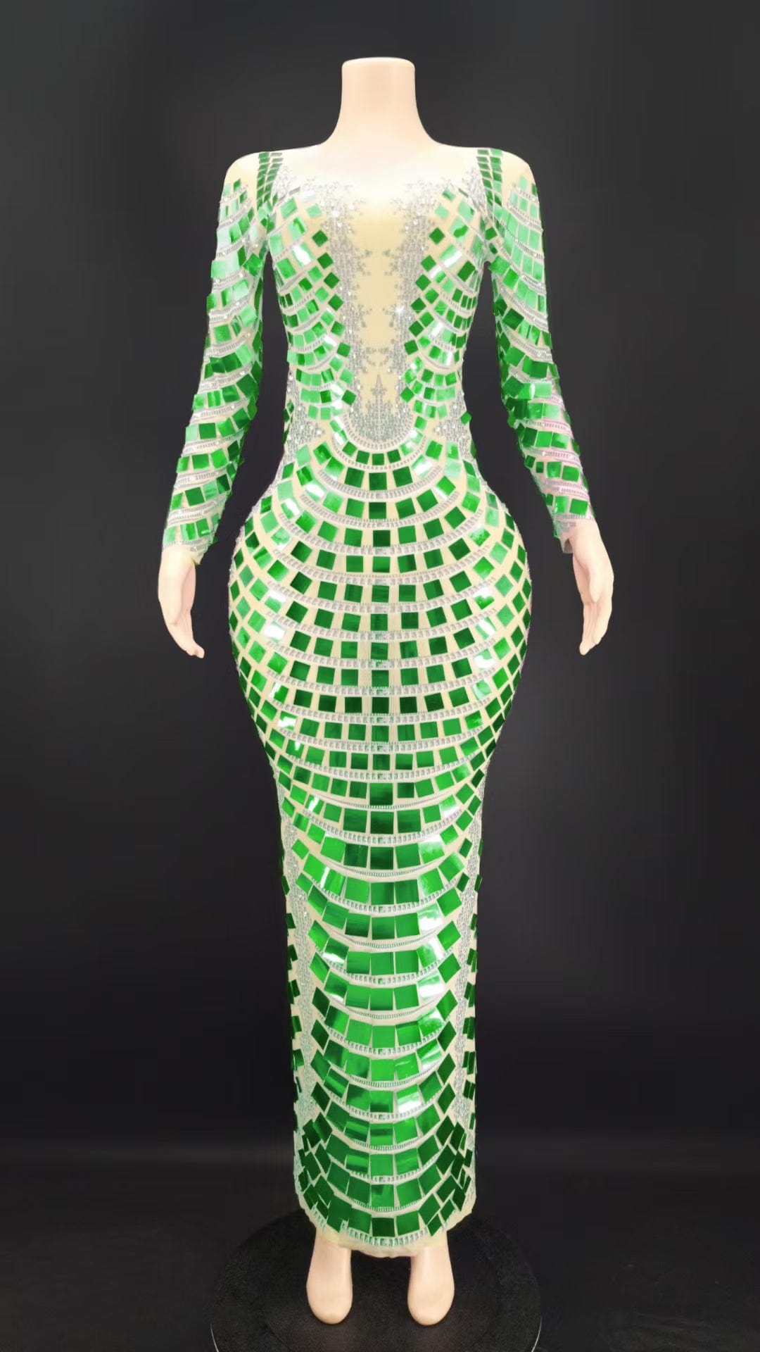 Free / Green AD1465 Kimshein Handmade Crystal Women Purple Mesh Fabric Transparent Big Sequin Rhinestone Gala Performance Dresses Evening