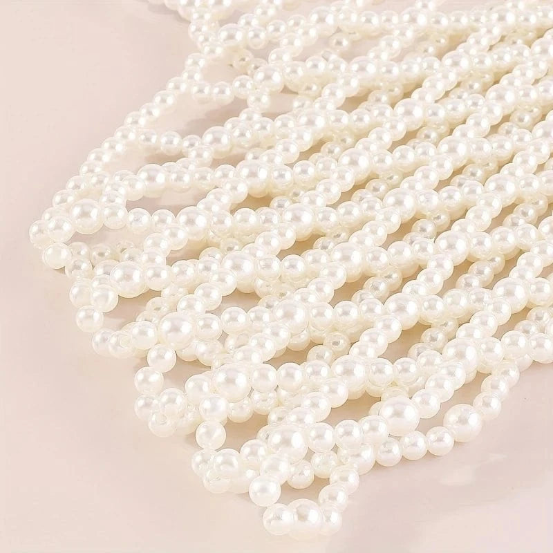 Free / Picture color Hollow Out Handmade Faux Pearls Beaded Chest Chain