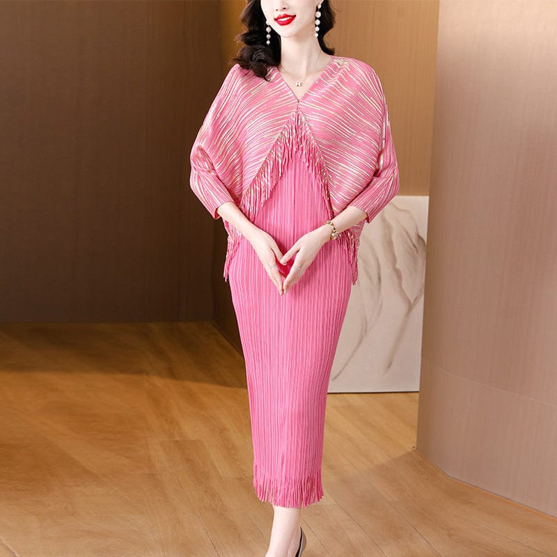Free / Pink Fall Elegant Indian Pleated Ruffle Plus Size Engagement Birthday Dresses Women's Tiered Elegance Ladys Long Evening Dresses