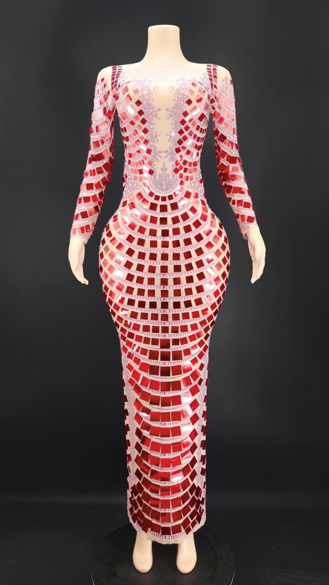 Free / Red AD1465 Kimshein Handmade Crystal Women Purple Mesh Fabric Transparent Big Sequin Rhinestone Gala Performance Dresses Evening
