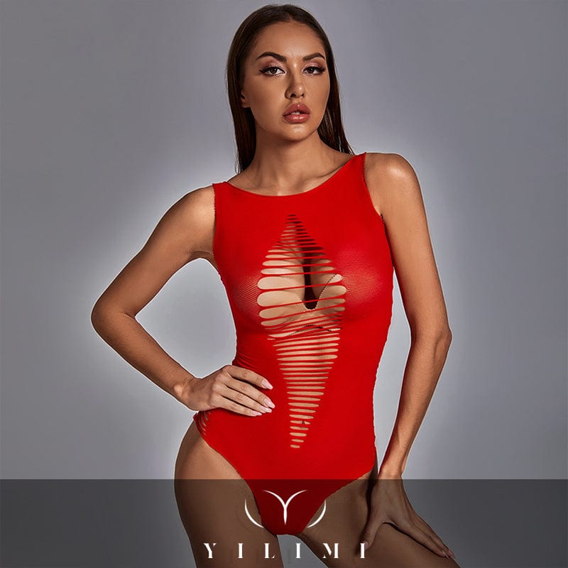Free / Red Exotic Lingerie Bodysuits Mature Woman Teddy Style Fashion Bodysuits Hollow Out Transparent See Through Sexy Lingerie