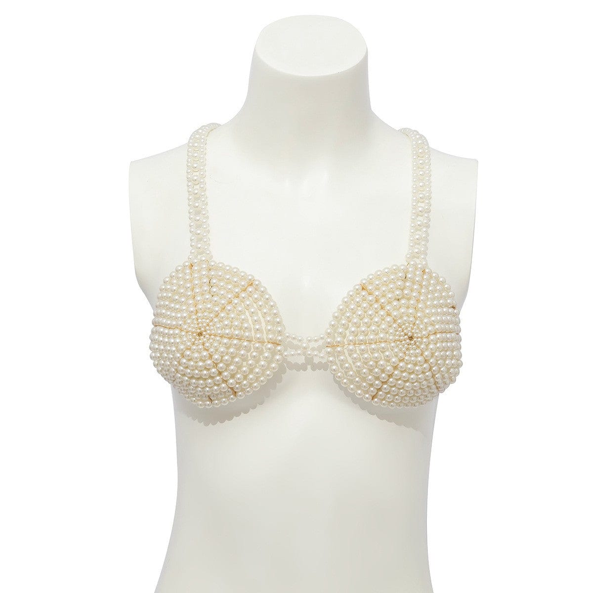 Free / White SHIHAN Sexy Night Club Jewelry Lingerie Women Luxury Beaded Pearls Bikinis Crop Top High Quality Pearl Bra Bikini Vest Jewelry