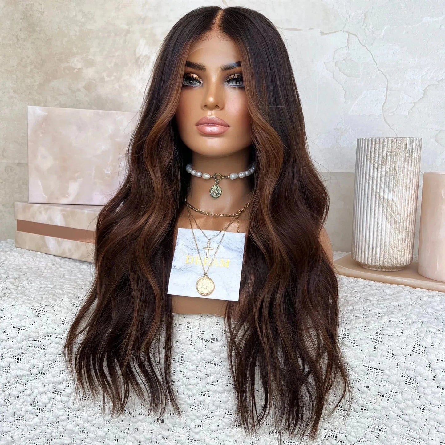 Freedom Quality Wig 150% Density #4 Brown Balayage Color Body Wave 100% Virgin Remy Cuticle Aligned Human Hair Lace Front Wigs