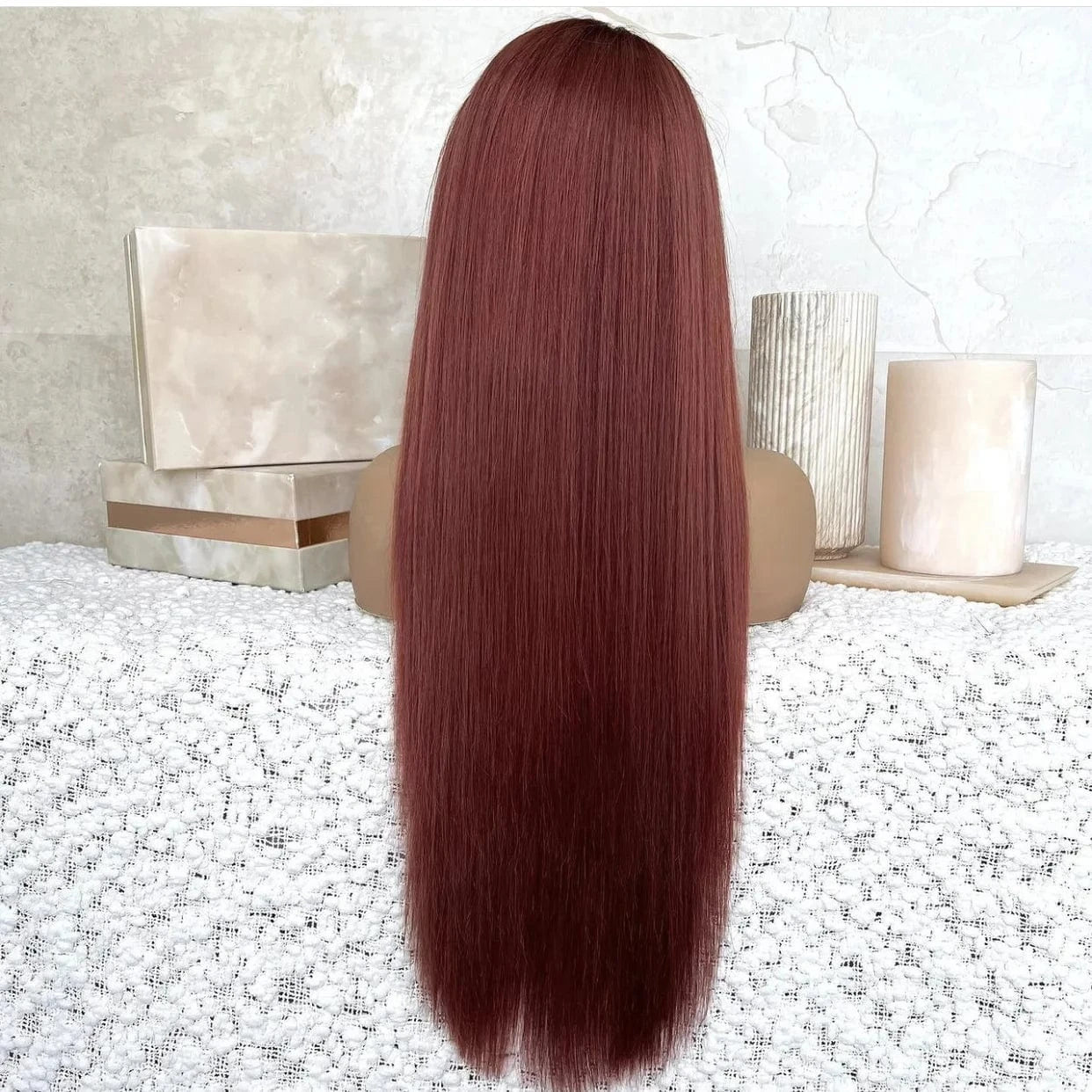 Freedon Unique Pink Red Highlight Medium Density Long Straight Virgin Russian Soft Cuticle Human Hair Swiss Lace Front Wigs