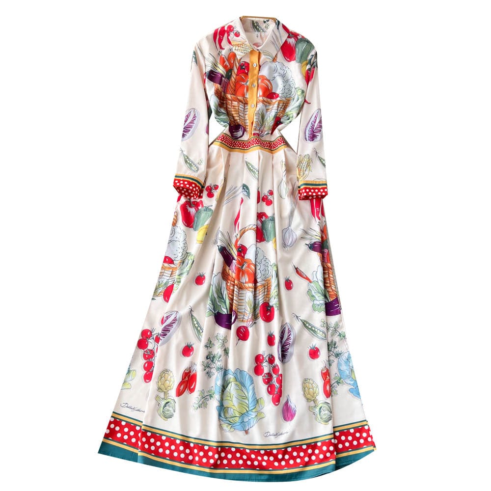 French style retro fashion personality print with ins court style slim dress large plus size skirt party dress