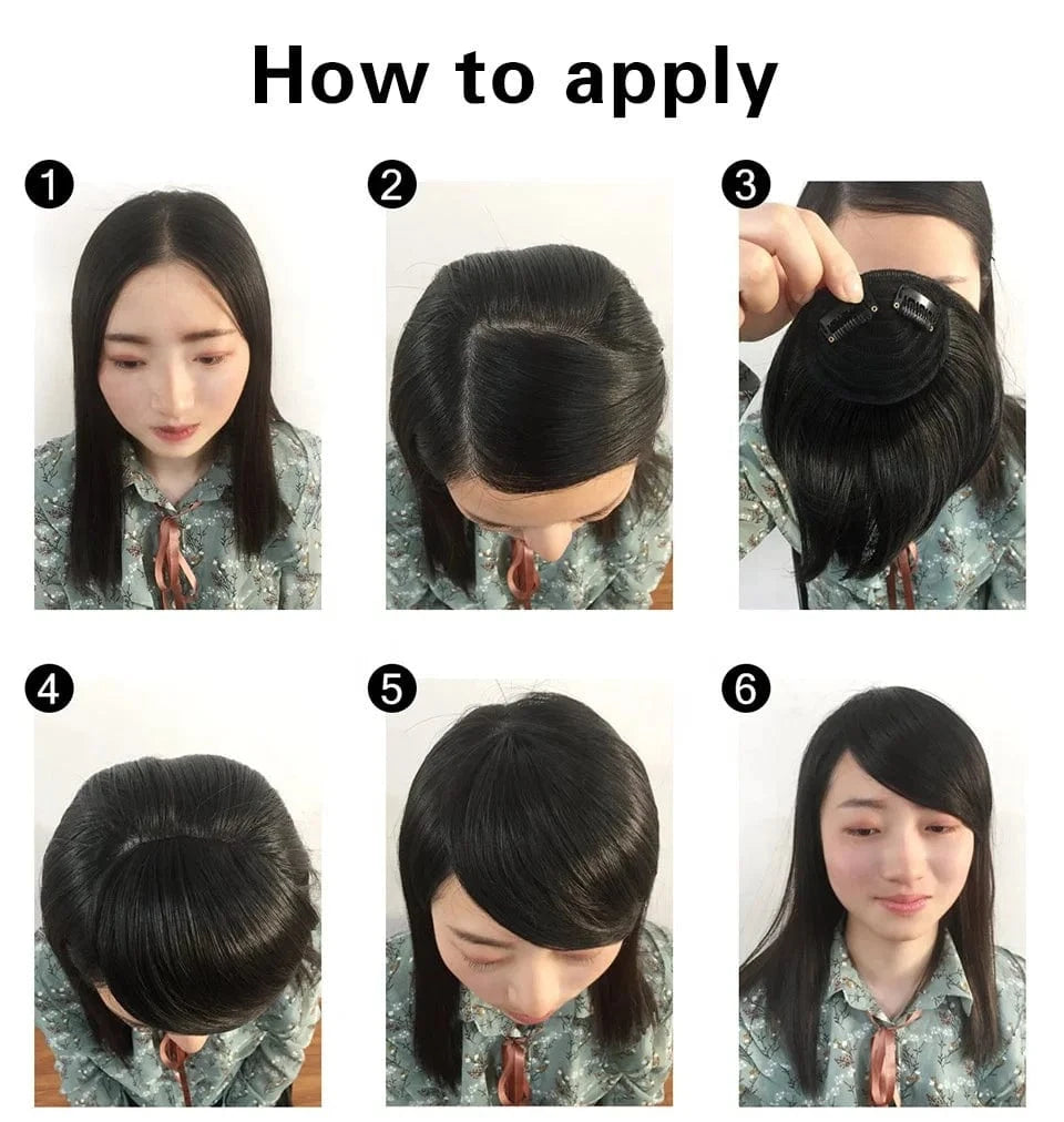 Fringe Heat Resistant Hairpiece 8'' Synthetic Hair Straight Bangs Natural Front Bangs Clip In Hair Extensions Line Full Bang