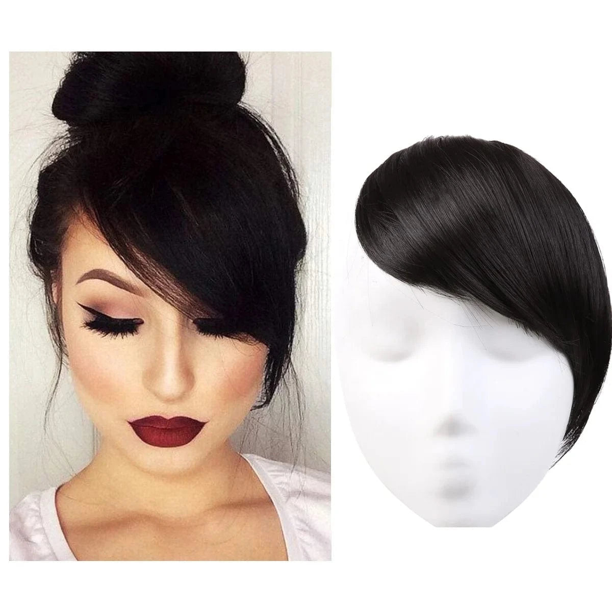 Fringe Heat Resistant Hairpiece 8'' Synthetic Hair Straight Bangs Natural Front Bangs Clip In Hair Extensions Line Full Bang