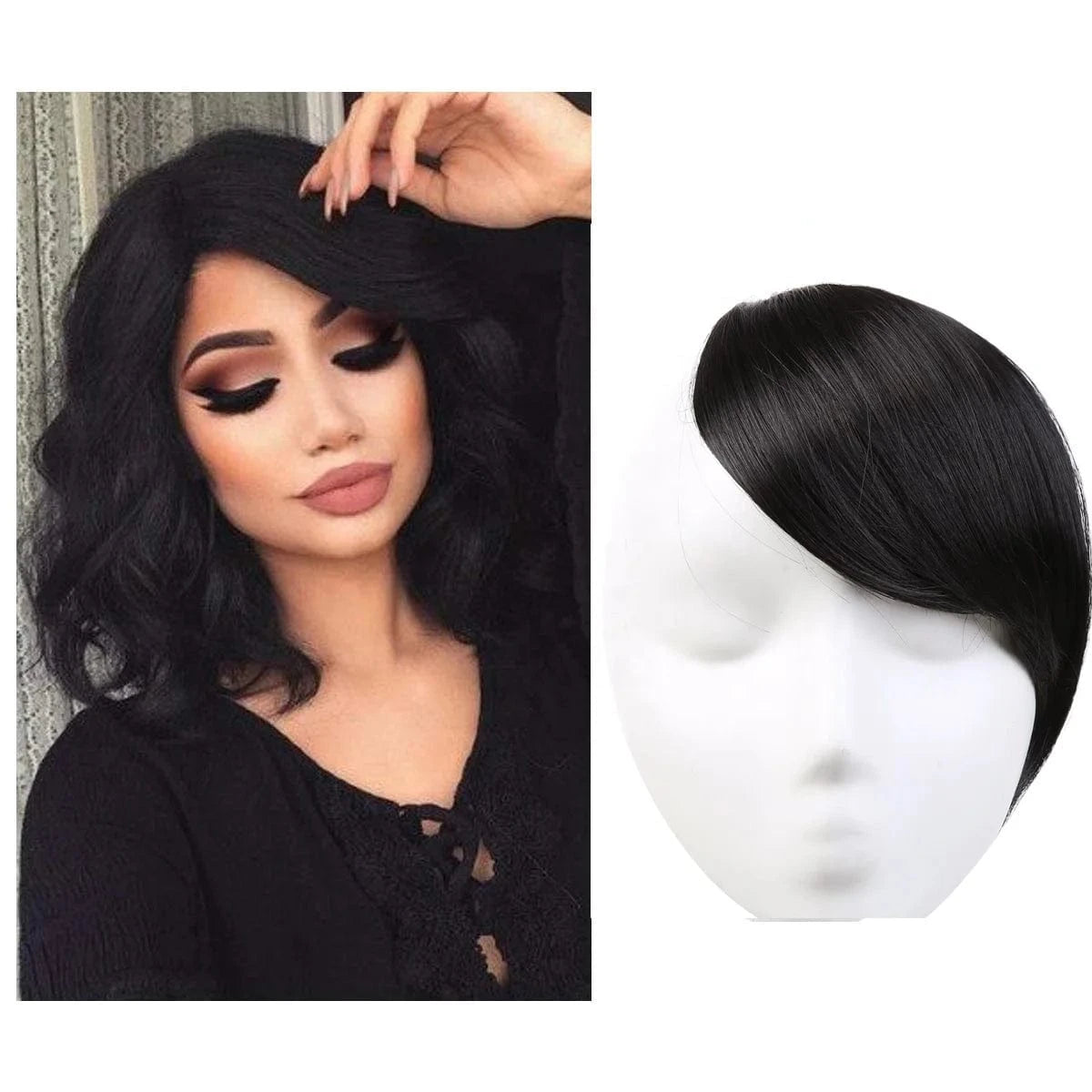 Fringe Heat Resistant Hairpiece 8'' Synthetic Hair Straight Bangs Natural Front Bangs Clip In Hair Extensions Line Full Bang