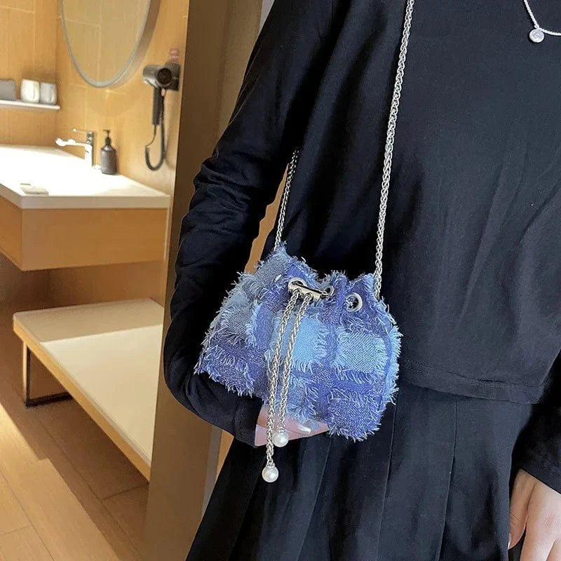 Fringed Tassel Women's Bags Retro Design Denim Trend Crossbody Bag Quality Bucket Bags Handbags for Women Small New Purses
