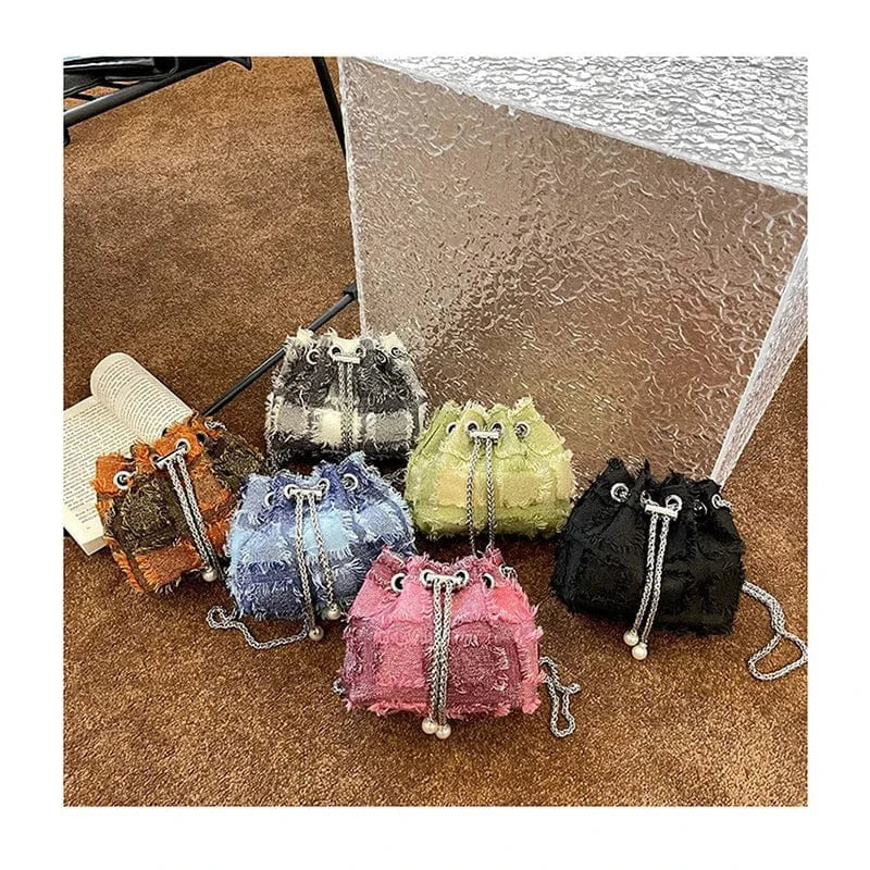 Fringed Tassel Women's Bags Retro Design Denim Trend Crossbody Bag Quality Bucket Bags Handbags for Women Small New Purses