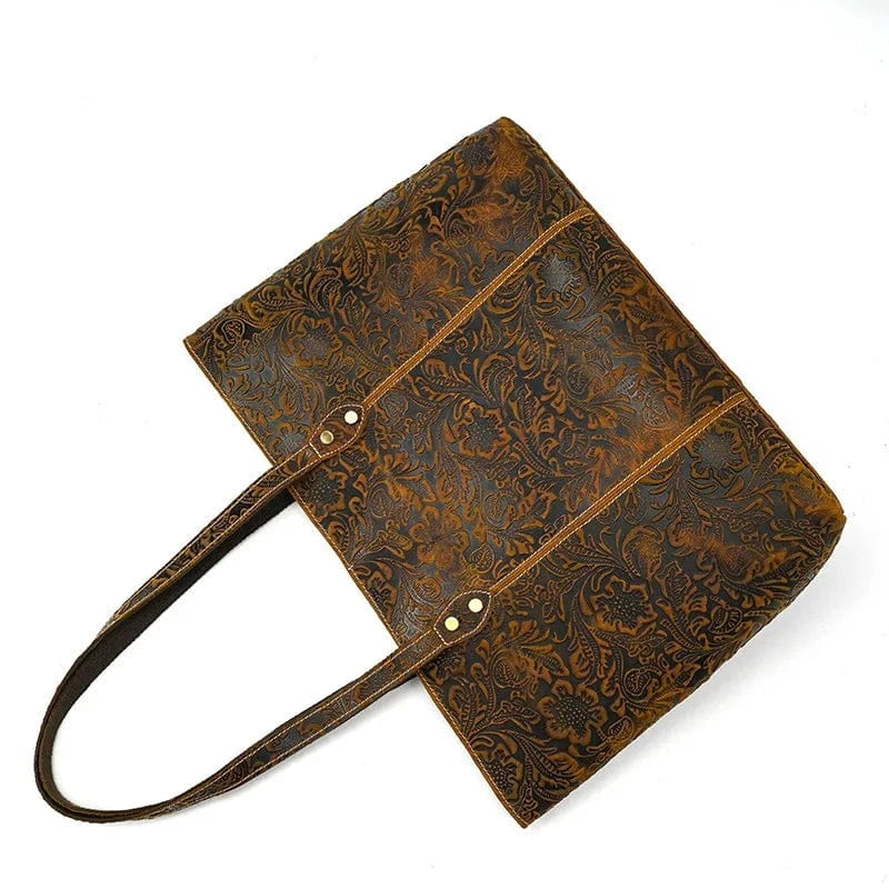 Full Grain Leather Tote Bag  Women's Bags Top Handle Satchel Handbags Genuine Leather Tassel Shoulder Purse