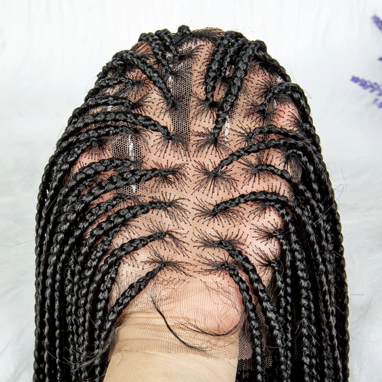 Full Lace Front Knotless Box Braided Wigs Handmade Cornrow Synthetic Hair Box Braid Wig African Braided Lace Front Wigs Vendors