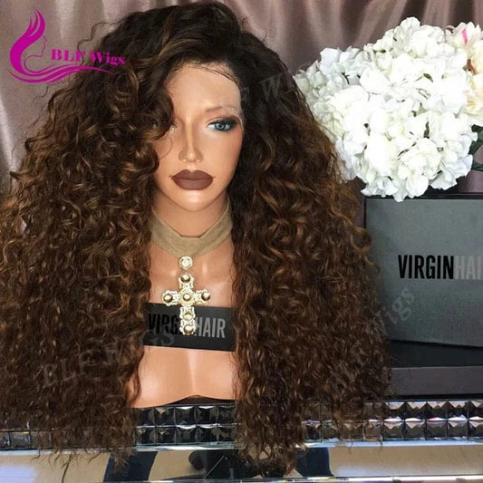 full lace wig human hair 200% density kinky curly wigs for black women
