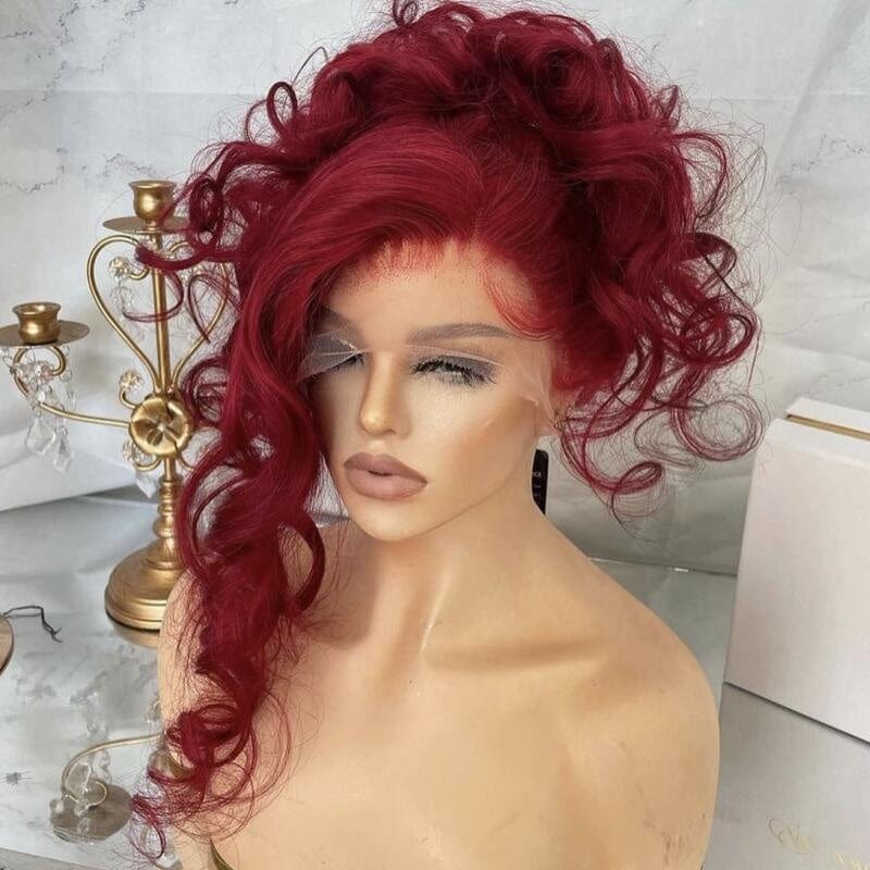 full lace wigs for black women red color body wave human hair wig wholesale human hair vendors 4x4 lace closure wig