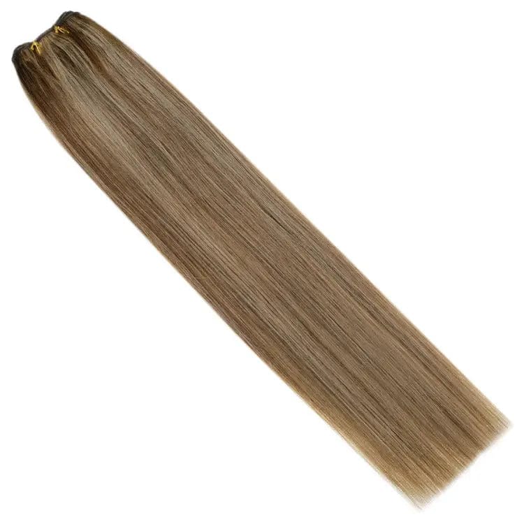 Full Shine Highlight Color #P4/27 Bone Straight Hair Weave Human Hair Weft Extensions