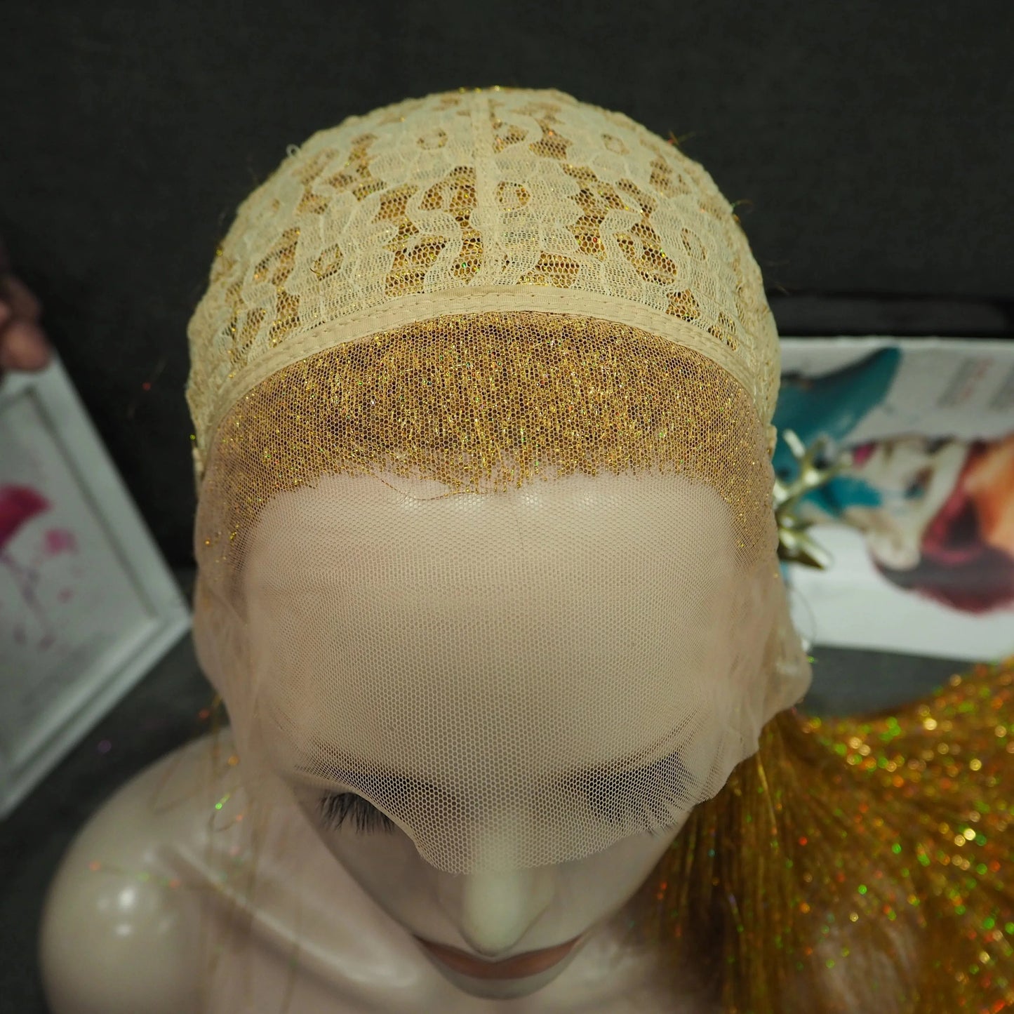 Full Tinsel Hair Lace Front Wig Glitter Silky Straight Overnight Delivery Synthetic Lace wigs