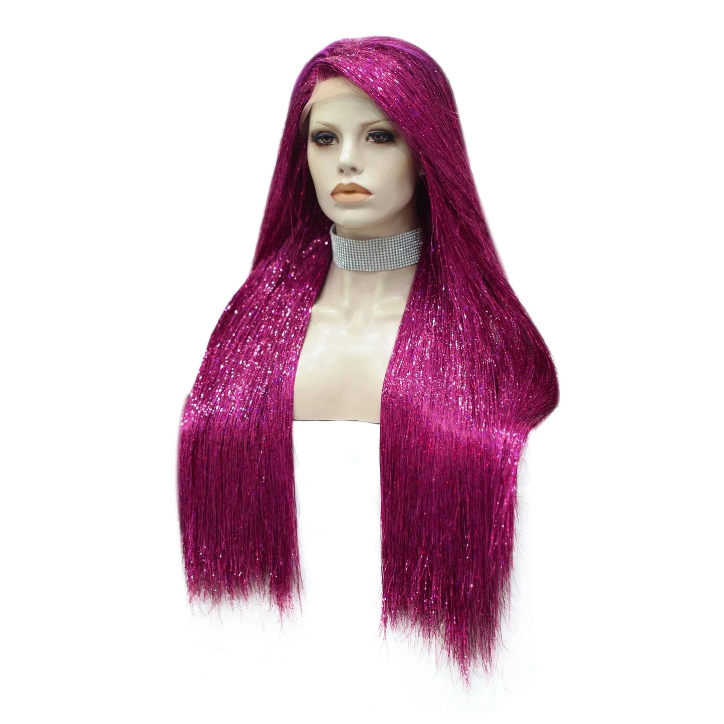 Full Tinsel Hair Lace Front Wig Silky Straight Overnight Delivery Synthetic Lace wigs