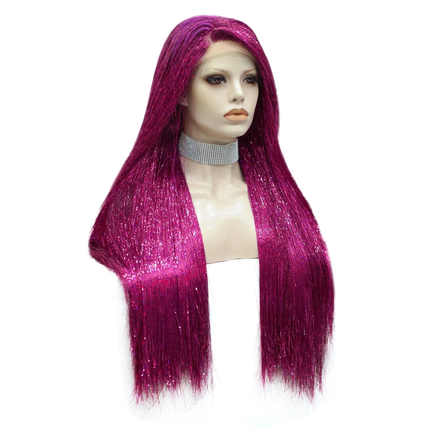 Full Tinsel Hair Lace Front Wig Silky Straight Overnight Delivery Synthetic Lace wigs