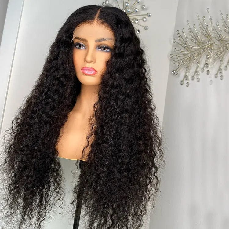 Full Vietnam Human Hair Deep Curly Brown Highlight Color Bleached Knots Transparent HD Lace Front Wigs