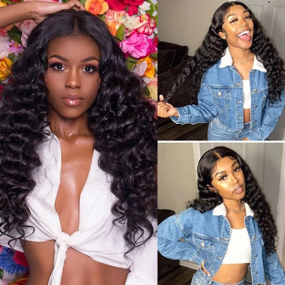 Full Vietnam Human Hair Natural Black Color Deep Wave Wig Pre Plucked With Baby Hair Unprocessed Lace Front Wigs