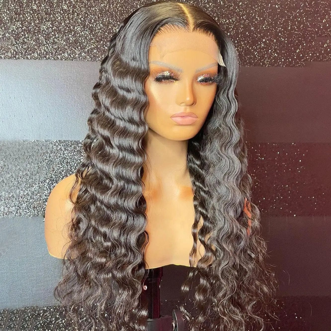 Full Vietnam Human Hair Natural Black Color Deep Wave Wig Pre Plucked With Baby Hair Unprocessed Lace Front Wigs