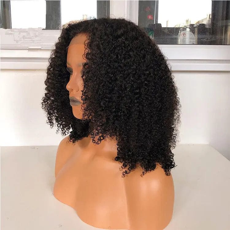 Full Virgin Human Hair Afro Kinky Curly Natural Black Color Bleached Knots Cuticle Aligned Lace Front Wigs