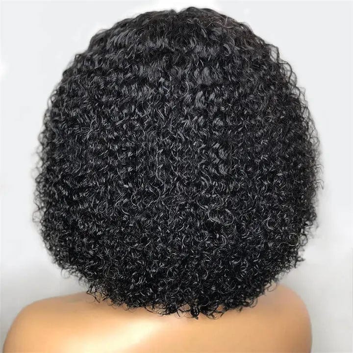 Full Virgin Human Hair Afro Kinky Curly Natural Black Color Bleached Knots Cuticle Aligned Lace Front Wigs