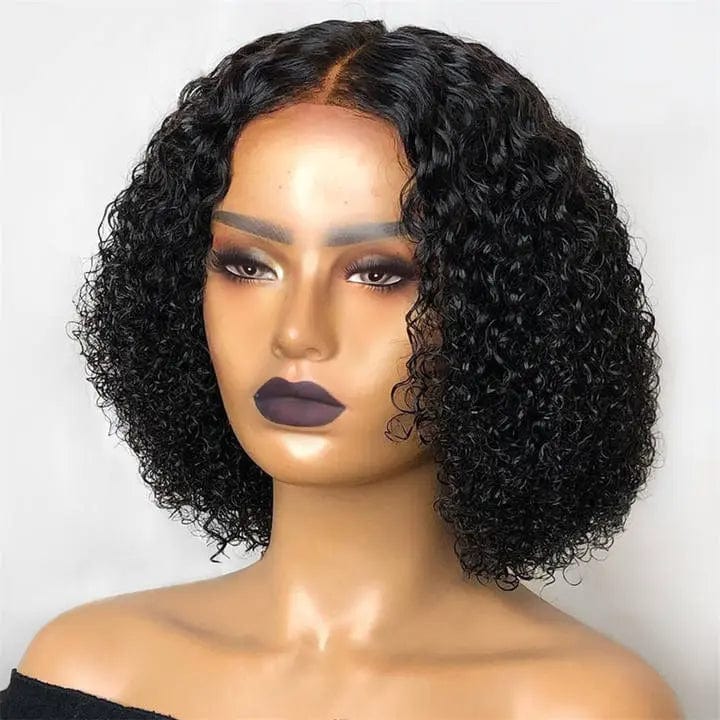 Full Virgin Human Hair Afro Kinky Curly Natural Black Color Bleached Knots Cuticle Aligned Lace Front Wigs
