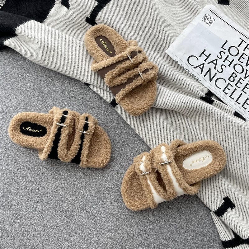 Fur Women's Slippers In Winter 2023 Real Mink Shoes Flat Bottomed Home Women'S Plush Shoes Casual Shoes