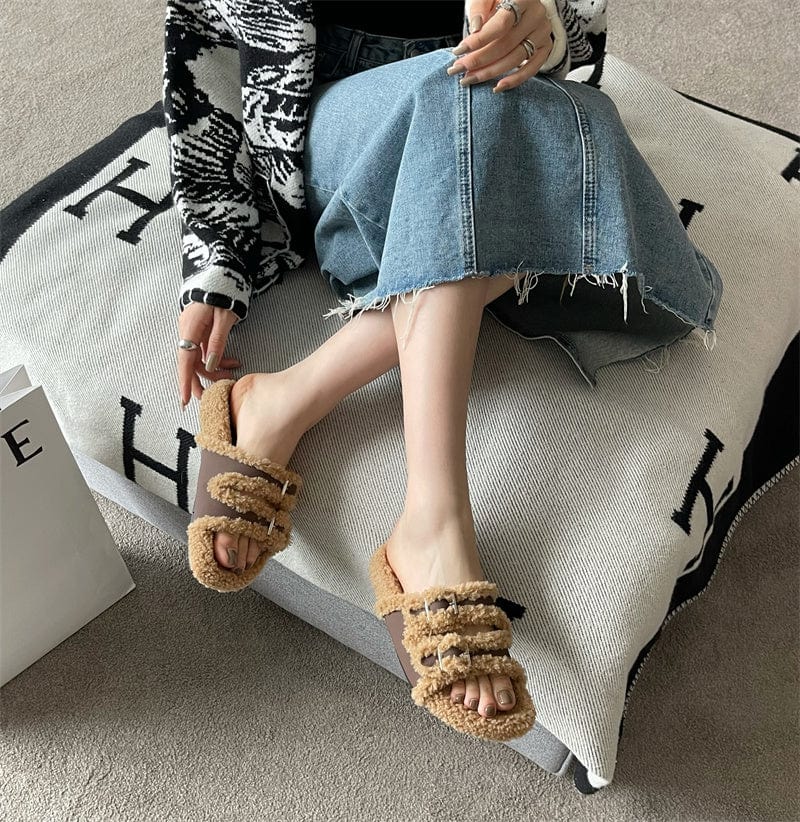 Fur Women's Slippers In Winter 2023 Real Mink Shoes Flat Bottomed Home Women'S Plush Shoes Casual Shoes