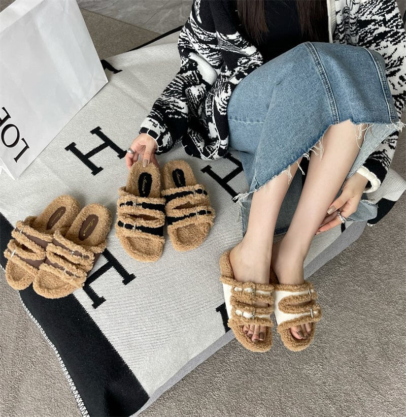 Fur Women's Slippers In Winter 2023 Real Mink Shoes Flat Bottomed Home Women'S Plush Shoes Casual Shoes