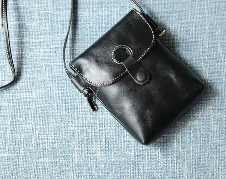 Genuine Leather Crossbody Messenger Bag Brief Style Portable Phone Bag Small Bag For Girls