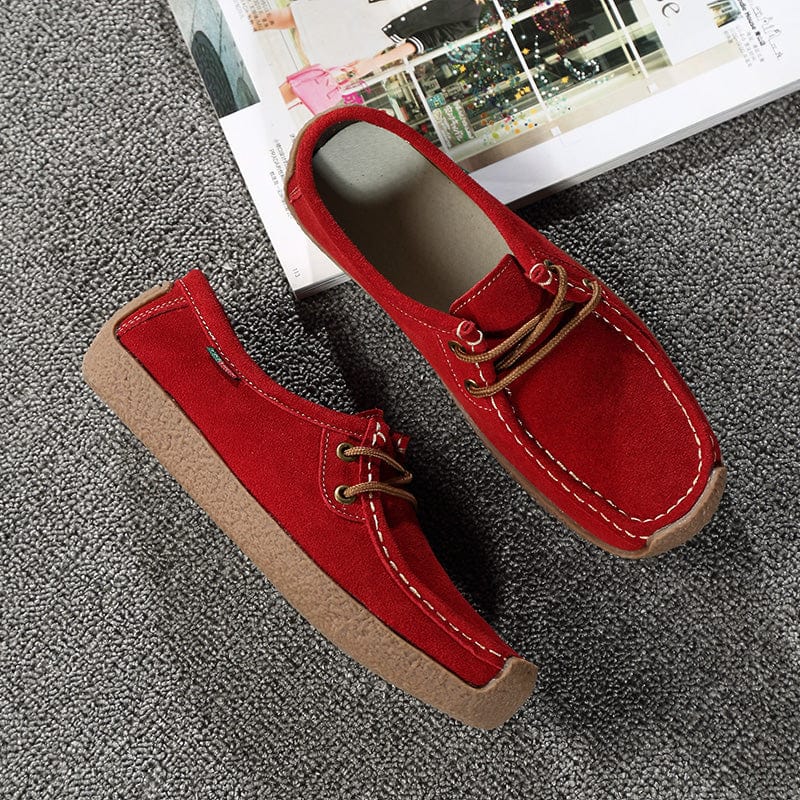 Genuine Leather Women Slip On boat Shoes Casual outdoor Loafers Cow Suede Sneakers Ladies Shallow Footwear light walking shoes