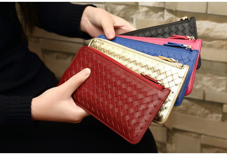 Genuine sheep leather Designer luxury wallet purse fashion zipper women wallets ladies custom