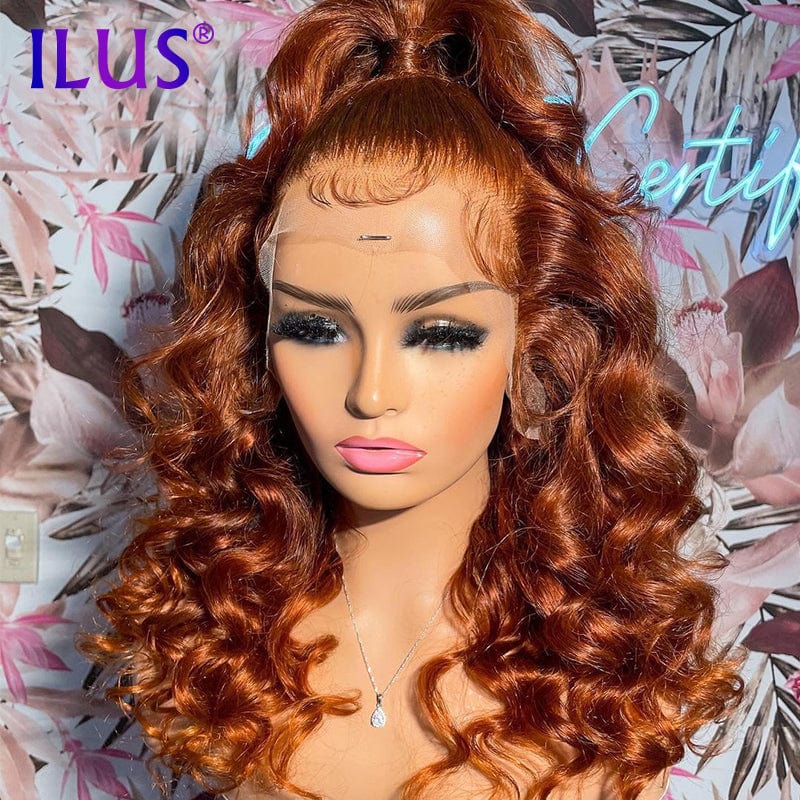 Ginger Color HD Lace Front Human Hair Wigs Orange Loose Wave 10 Inch Bob Wig 360 Full Lace Front Human Hair Wigs For Black Women
