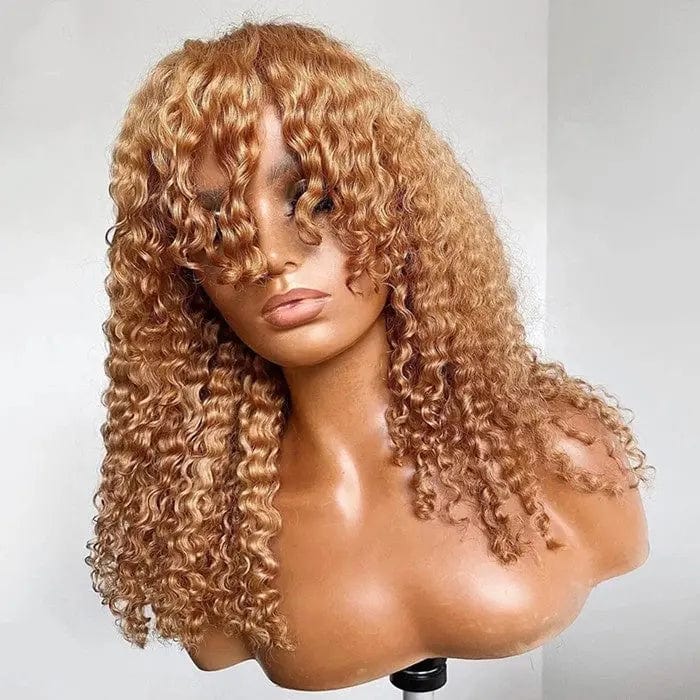 Ginger Color Kinky Curly Bob Wig Bleached Knots With Baby Hair Cuticle Aligned Brazilian Hair Lace Front Wigs