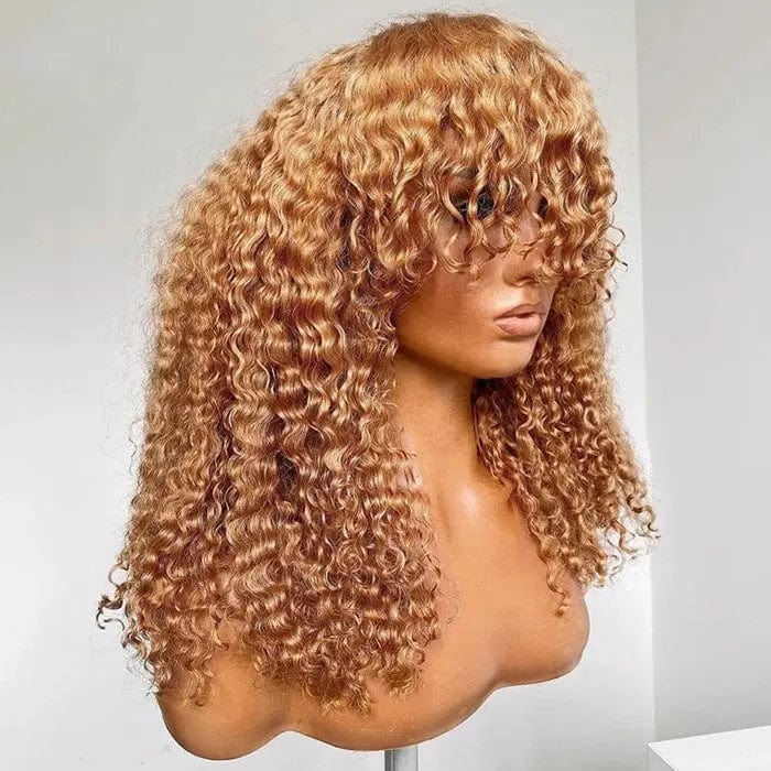Ginger Color Kinky Curly Bob Wig Bleached Knots With Baby Hair Cuticle Aligned Brazilian Hair Lace Front Wigs