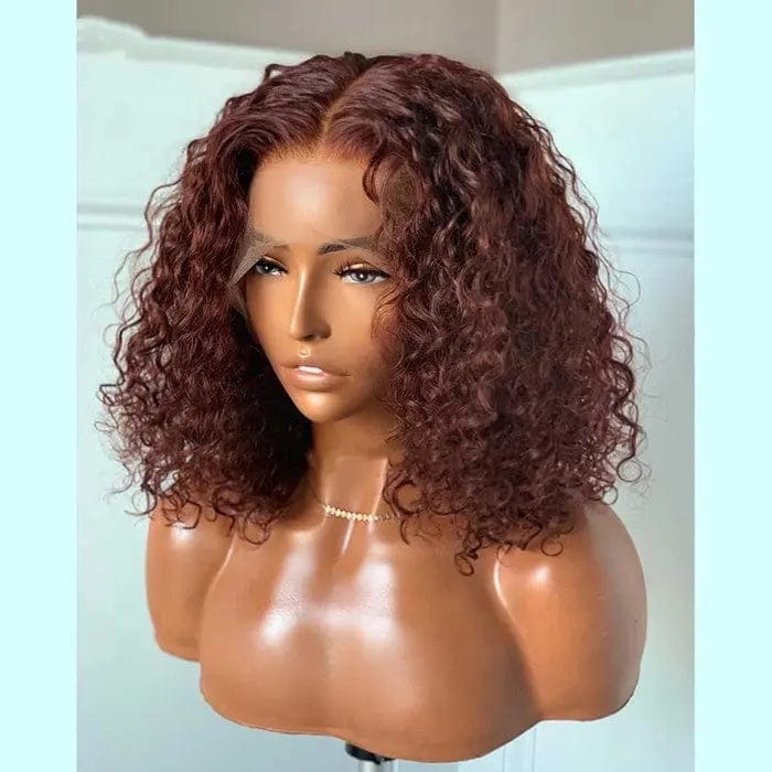 Ginger Color Kinky Curly Bob Wig Bleached Knots With Baby Hair Cuticle Aligned Brazilian Hair Lace Front Wigs
