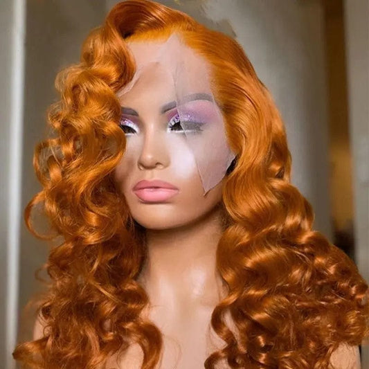 Ginger Orange Color Loose Wave Cuticle Frontal Wigs