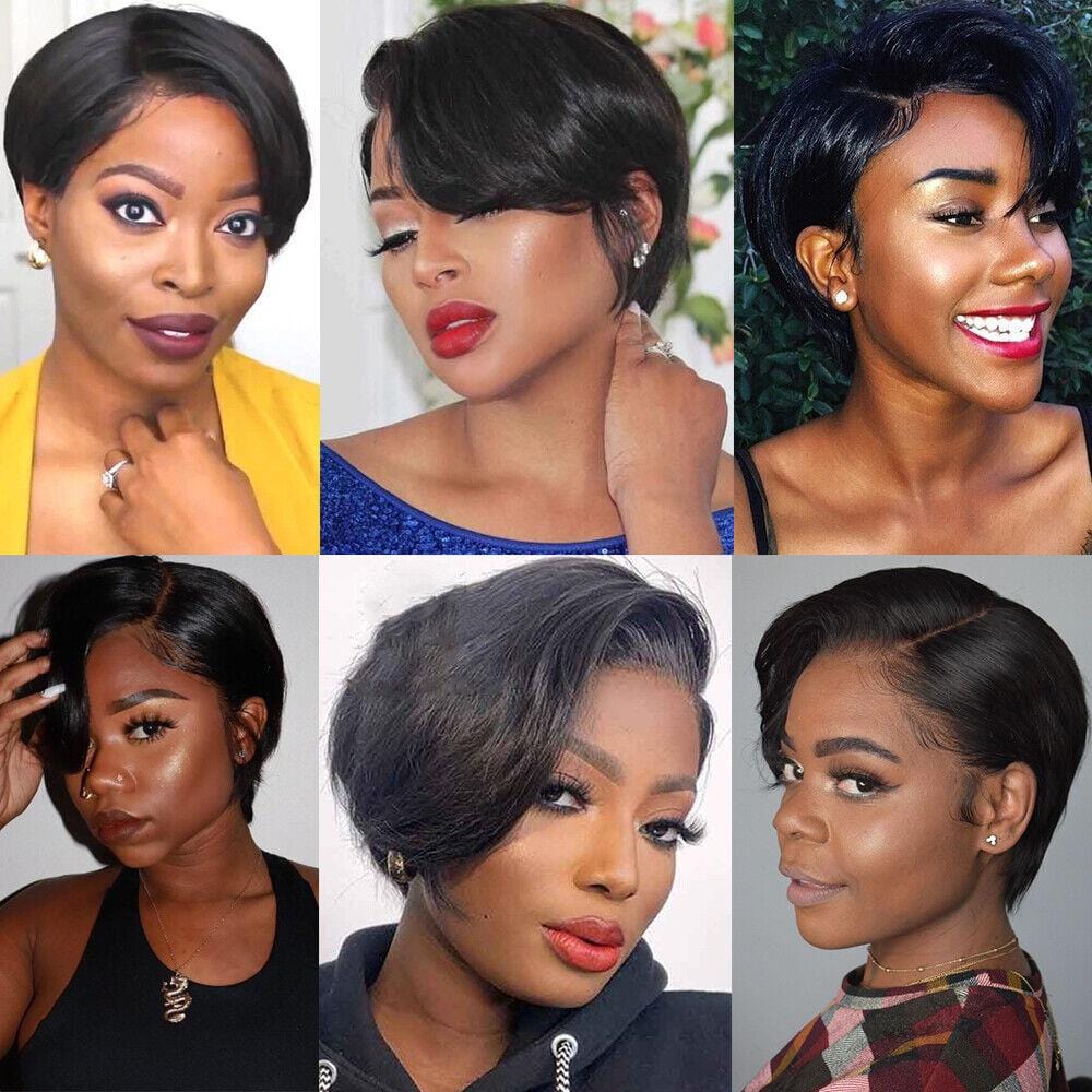 GL perruque pixie cut curls colored human hair wigs pixie cut short brazilian wig human hair curly bob short for black women